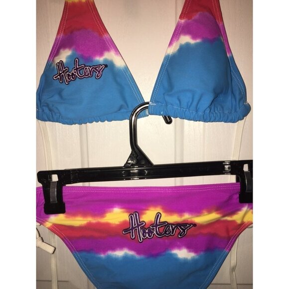 New Rare Vintage Hooters Tye-Dye Bikini Swimsuit Size Medium with Spots - Picture 4 of 12
